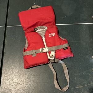 STEARNS INFANT LIFE JACKET USCG APRVED BUOYANT VEST TYPE II RED BUCKLED SWIMMING